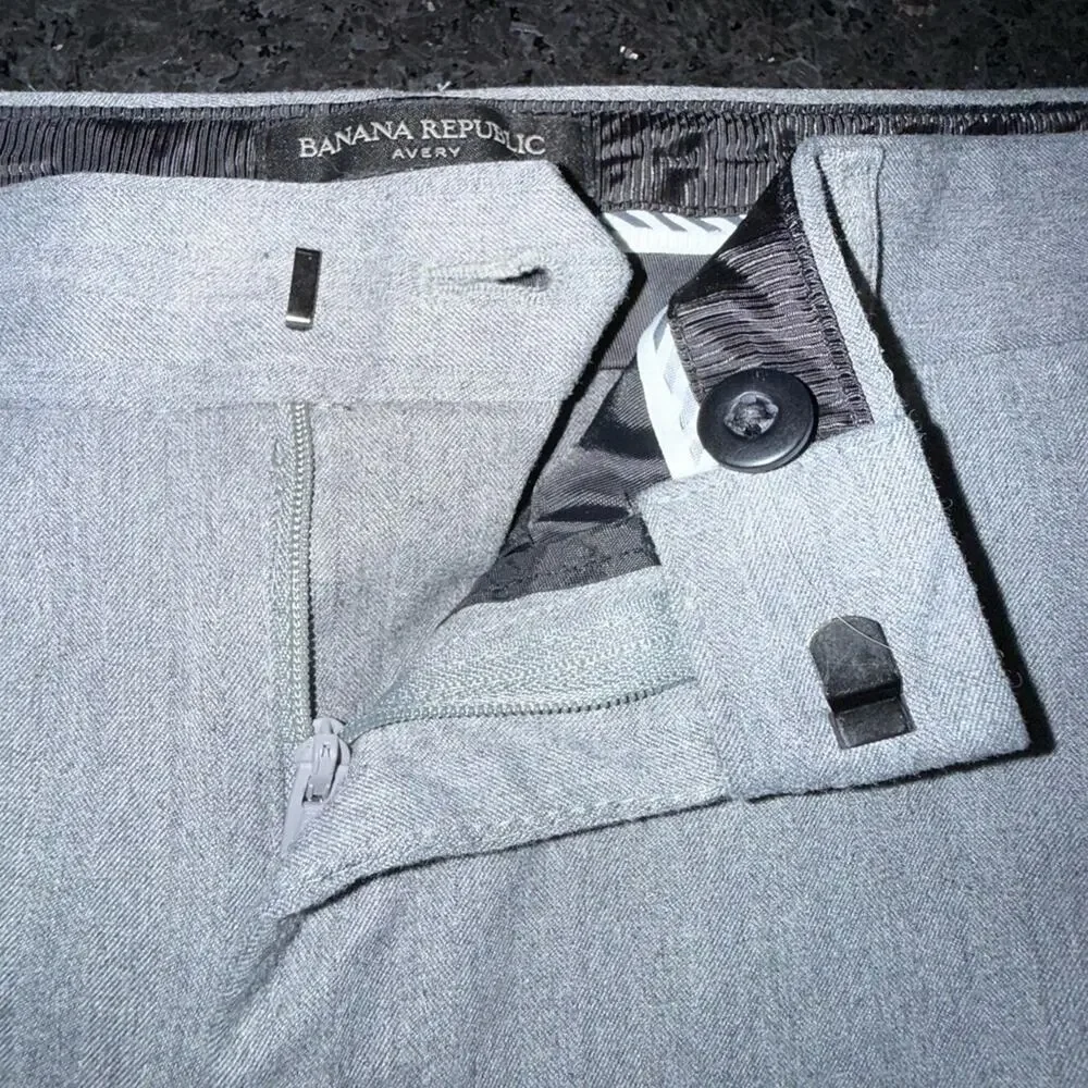 UEC BANANA REPUBLIC AVERY TAILORED ANKLE TAPERED TRACK STRIPE GREY PANTS SZ 12